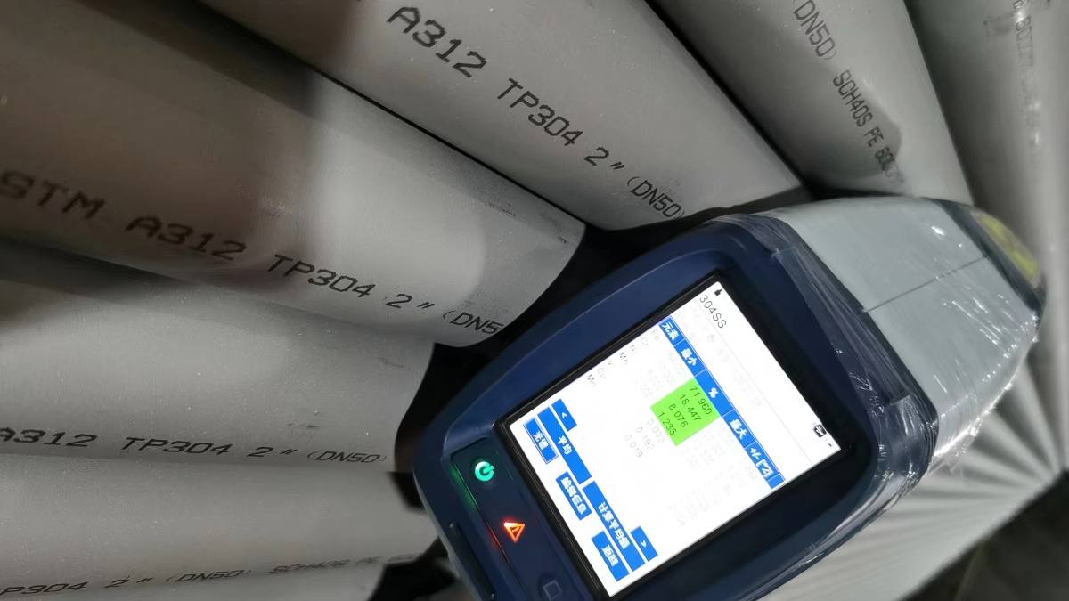 PMI testing for ASTM A312 TP304 TUBO 2INCH DN50 SCH40S PE